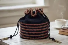 美品✨アンティーク　ビーズ刺繍　巾着