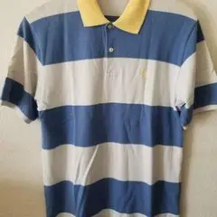 ストライプポロシャツ 青 白 黄色