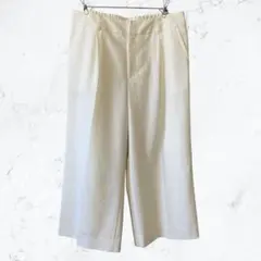 13339 ロートレアモン ワイドパンツ センタープレス 白 40 ウール混 L