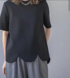 em. エムドット スカラッププルオーバー 半袖 カットソー Tシャツ