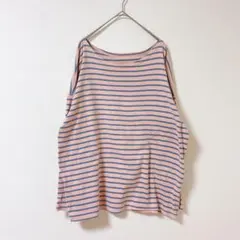 ヌグ　トップス　長袖　F ボーダー　ピンク　綿　100% 韓国 ゆったり　春　秋