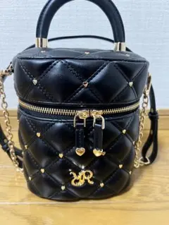RANDA ハートスタッズ2WAYキルティングバニティバッグ ブラック
