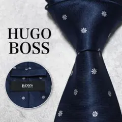 【極美品】HUGO BOSS ネイビー 総柄 ネクタイ