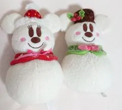 ミッキーミニー 雪だるま ぬいぐるみ バッジ