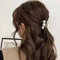 パール付きクリアヘアクリップ5個