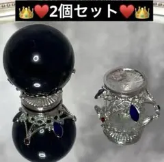 新作★2個セット♡♡クラウン型置物 青赤装飾付き 台座 天然石 スフィア