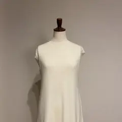 薄手ニットベストロング　白