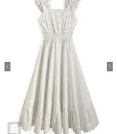 GRL フリルショルダー花柄刺繍コットンフレアワンピース[pm588]