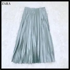 ZARA ザラ プリーツスカート グリーン 光沢感 上品 おしゃれ キレイめXS