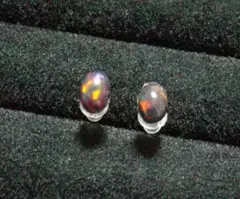 天然石ピアス ブラックオパール