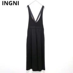 イング サロペット オールインワン ワイドパンツ 黒 M 大人カジュアル 無地のサムネイル