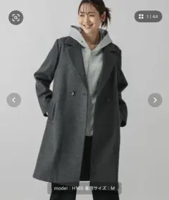 global work 軽やかストレッチテーラーコート M グレー