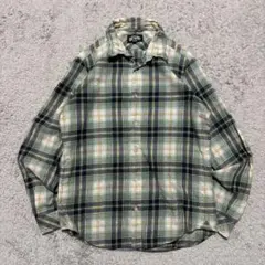 BEAMS ビームス チェックシャツ 襟ワイヤー入り グリーン L