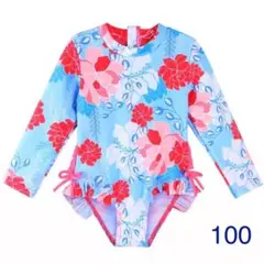 【sale】ラッシュガード長袖ワンピース水着　4ans/100