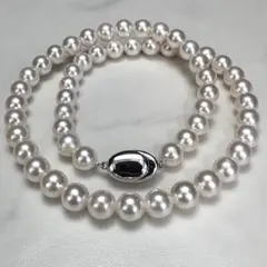 【テリ強】約7.5-8.0mm あこや 本真珠 ホワイト系 ネックレス 40g