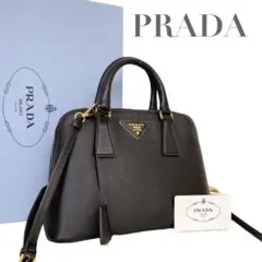 希少　プラダ プロムナード サフィアーノ 三角ロゴ ハンドバッグ 黒　4819