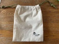 文鳥 刺繍入り 巾着袋のサムネイル
