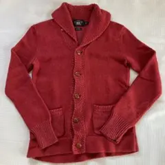 RRL ショールカラー カーディガン　赤　麻／綿　これからのシーズン素材です
