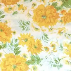 【H173】合繊プリント 生地 ハギレ 黄色 花柄 70✕50ハンドメイド