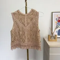 COCODEAL レース ノースリーブ トップス ベージュ M