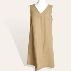 ♥️プラージュ リネン ベージュ コクーンシルエット シンプルワンピース Mのサムネイル