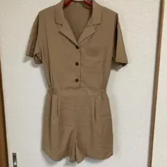 GU ミニジャンプスーツ（半袖）　ベージュ　M
