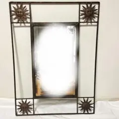 ヴィンテージ風 太陽装飾 壁掛け鏡