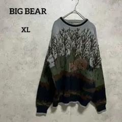 BIG BEAR ニット　総柄　熊　個性的 XL ヴィンテージ