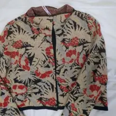 花柄ニットジャケット クロップド丈