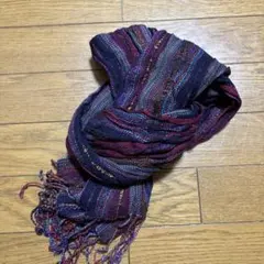 紫系ストライプストール　インド雑貨