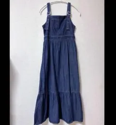 デニム ジャンパースカート ロングワンピース レディース