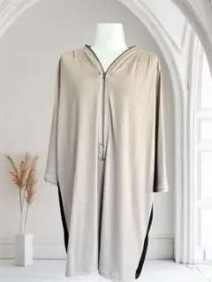 【USED】YOUU☆ジョリーブティック　ベージュ×黒　7分袖チュニック