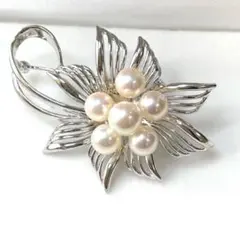パールブローチ　あこや真珠　入学式　卒業式　コサージュ　本真珠　フラワー　刻印
