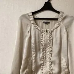 M ミッシュマッシュ　ベージュ　ノーカラー　ジャケット