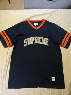 Supreme Vネック Tシャツ ネイビー オレンジ Lのサムネイル