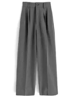 センタープレスタックワイドパンツ［ai38］グレー M