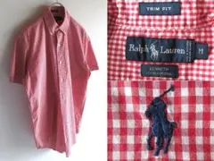 ビンテージ ラルフローレン ロゴ刺繍 ギンガムチェック プルオーバーBDシャツ