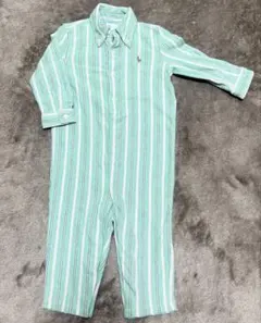 ラルフローレン カバーオール 9M 70 緑 ストライプ 美品