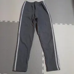 暖：裏起毛グレー サイドストライプ パンツ