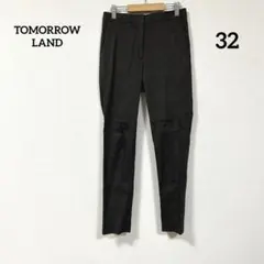 TOMORROWLAND 黒 スラックスパンツ 裾スリットオフィスカジュアル