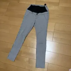 マタニティ スリムフィット チェックパンツ