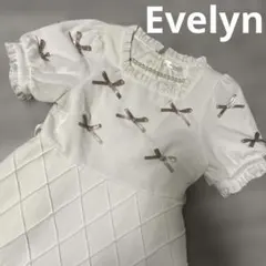 (6)Evelyn 半袖 ワンピース ホワイト パール リボン フレア