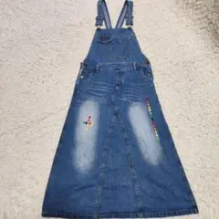 【美品】 チチカカ デニムオーバーオール サロペット カラフル刺繍のサムネイル