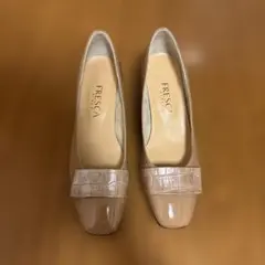 銀座ヨシノヤ FRESCA パンプス 23.5cm ベージュ 日本製 中ヒール