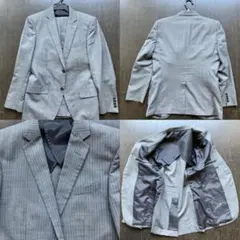 古着 クリーニング済 春夏ビジネススーツ トップバリュ 修復跡有 S グレイのサムネイル