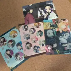 鬼滅の刃 A4クリアファイル4枚+禰豆子缶バッジセット