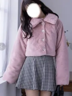 【最終価格】clear　ビジューボタンショートファージャケット　低身長用サイズ