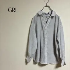 b0068【グレイル】ストライプ 長袖 シャツ Ｆ 透け感