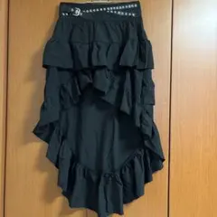 フリル付きアシンメトリースカート ブラックXS