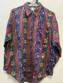 古着 authentic kikomo style 花柄 長袖シャツ M